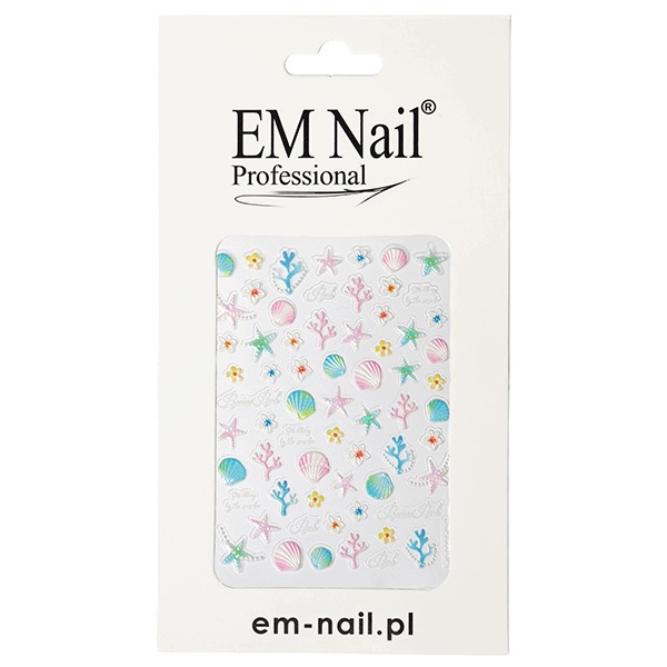 Naklejka do paznokci EM Nail SL-1286A Muszelki, rozgwiazdy i koralowce