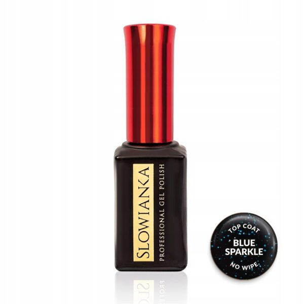 Top hybrydowy Słowianka Top Coat No Wipe Blue Sparkle 10g