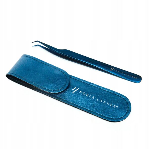 Pęseta niebieska szafirowa 45° & Etui Noble Lashes