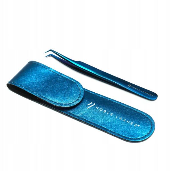 Pęseta niebieska szafirowa L & Etui Noble Lashes