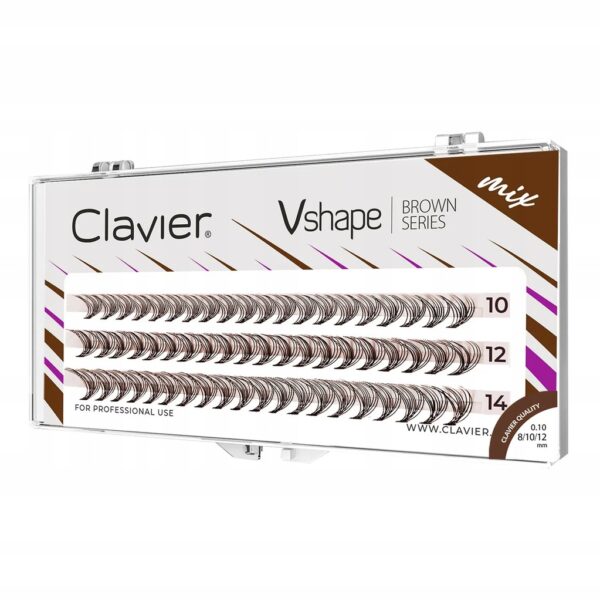 Kępki rzęs Clavier V-Shape Brown MIX 10-12-14mm