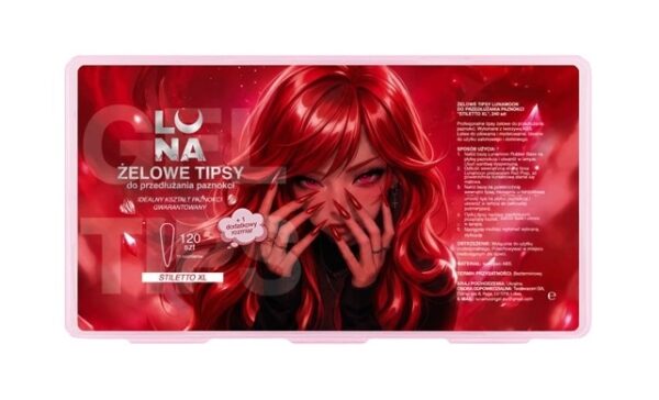 Tipsy żelowe do przedłużania Luna Moon Stiletto XL 240szt