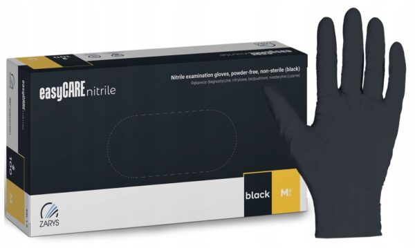 Rękawiczki nitrylowe Zarys easyCARE Black - Czarne, rozmiar M