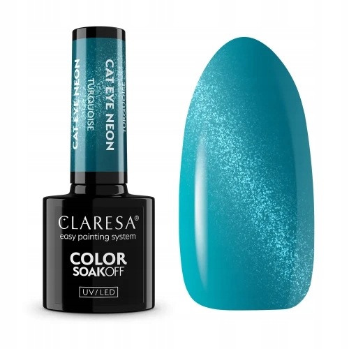 Lakier hybrydowy Claresa Cat Eye Neon Turquoise