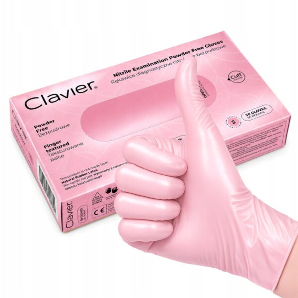 Rękawiczki nitrylowe perłowo różowe Clavier Pearl Pink rozmiar S 50szt