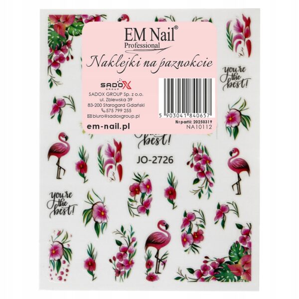 Naklejka do paznokci EM Nail JO-2726 Flamingi