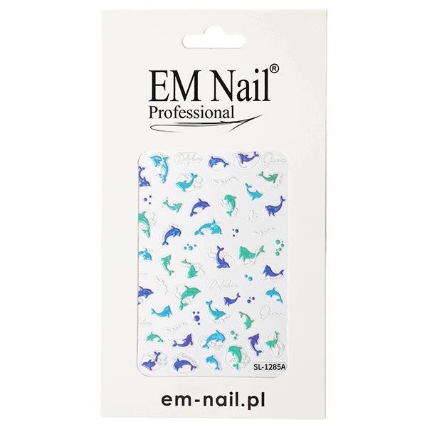 Naklejka do paznokci EM Nail SL-1285A Niebieskie delfiny