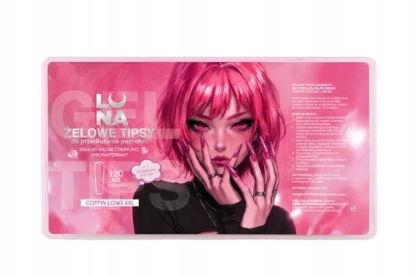 Tipsy żelowe do przedłużania Luna Moon Coffin Long XXL 240szt