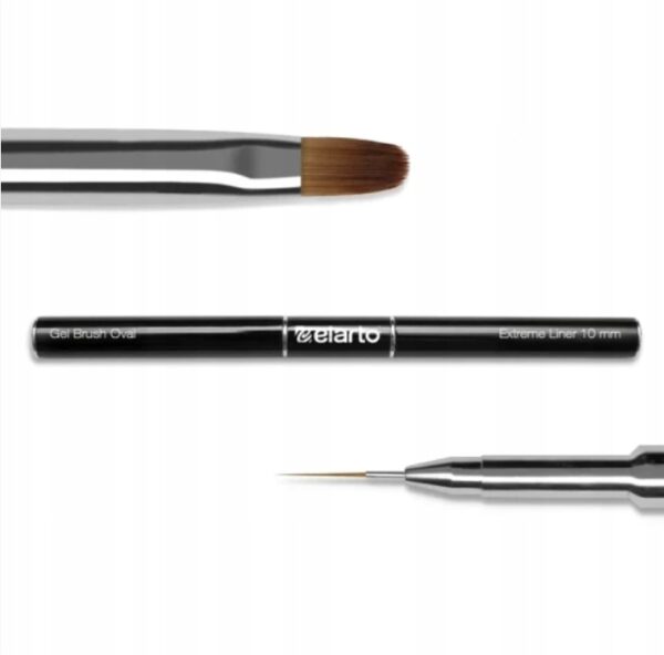 Pędzel dwustronny do żelu i zdobień Elarto Brush Oval & Extreme Liner 10mm