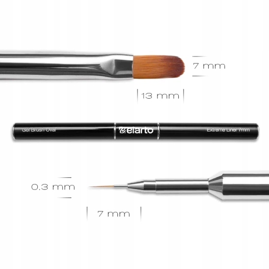 Pędzelek dwustronny do żelu Elarto Gel Brush Oval