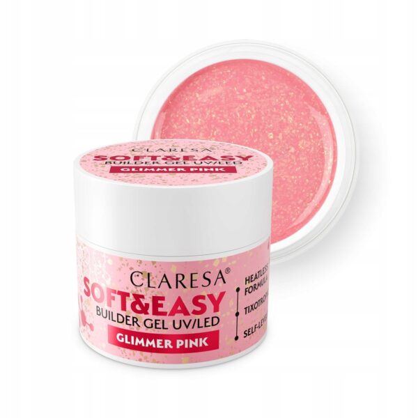 Żel budujący Claresa Soft&Easy Glimmer Pink 12g