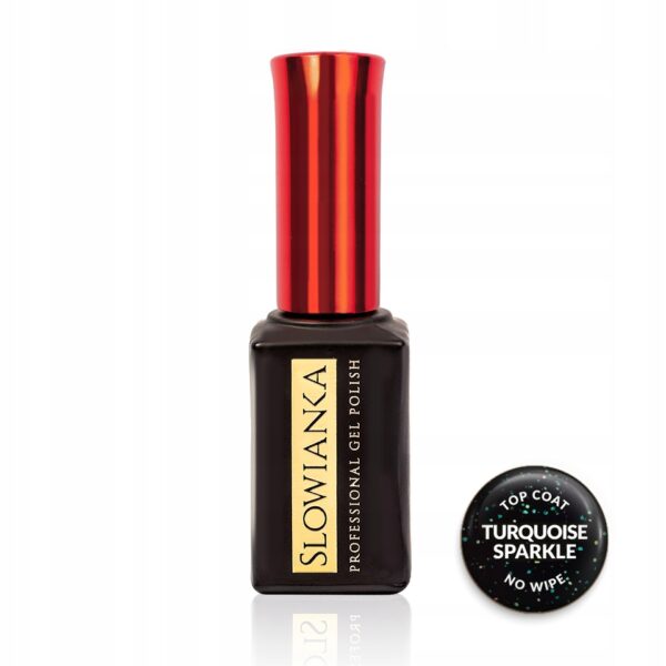 Top hybrydowy Słowianka Top Coat No Wipe Turquoise Sparkle 10g