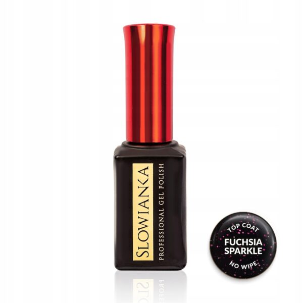 Top hybrydowy Słowianka Top Coat No Wipe Fuchsia Sparkle 10g