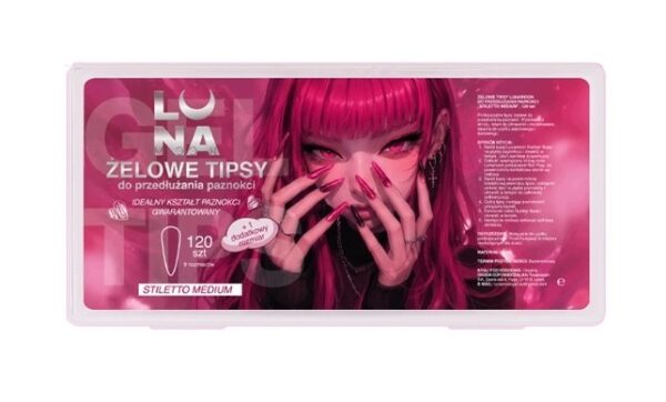Tipsy żelowe do przedłużania Luna Moon Stiletto Medium 120szt