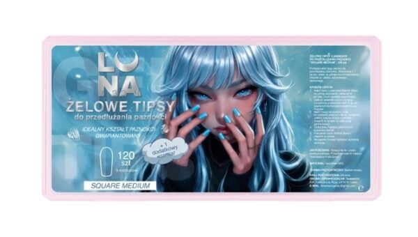 Tipsy żelowe do przedłużania Luna Moon Square Medium 120szt