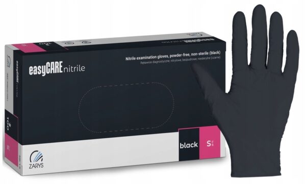 Rękawiczki nitrylowe Zarys easyCARE Black - Czarne, rozmiar S